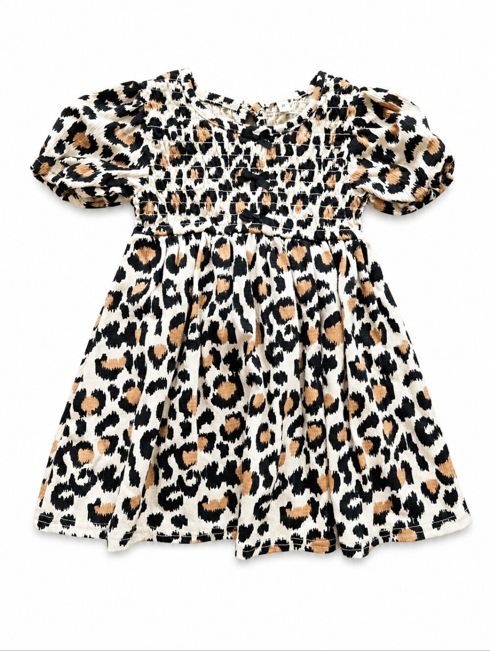 Rachel Zoe Toddler Girl's Leopard Print Smocked Puff Sleeve Dress Size 2T